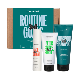 Men Rock ROUTINE GOALS Essential Grooming Routine Kit Zestaw do pielęgnacji włosów i skóry dla mężczyzn, 1 szt. | voltshop.pl